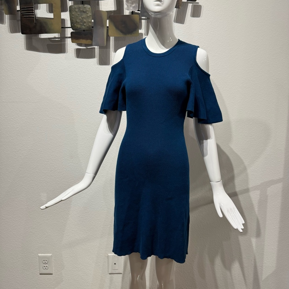 Laundry by Shelli Segal Blue Cold Shoulder Bodycon Stretch Dress Size Large
